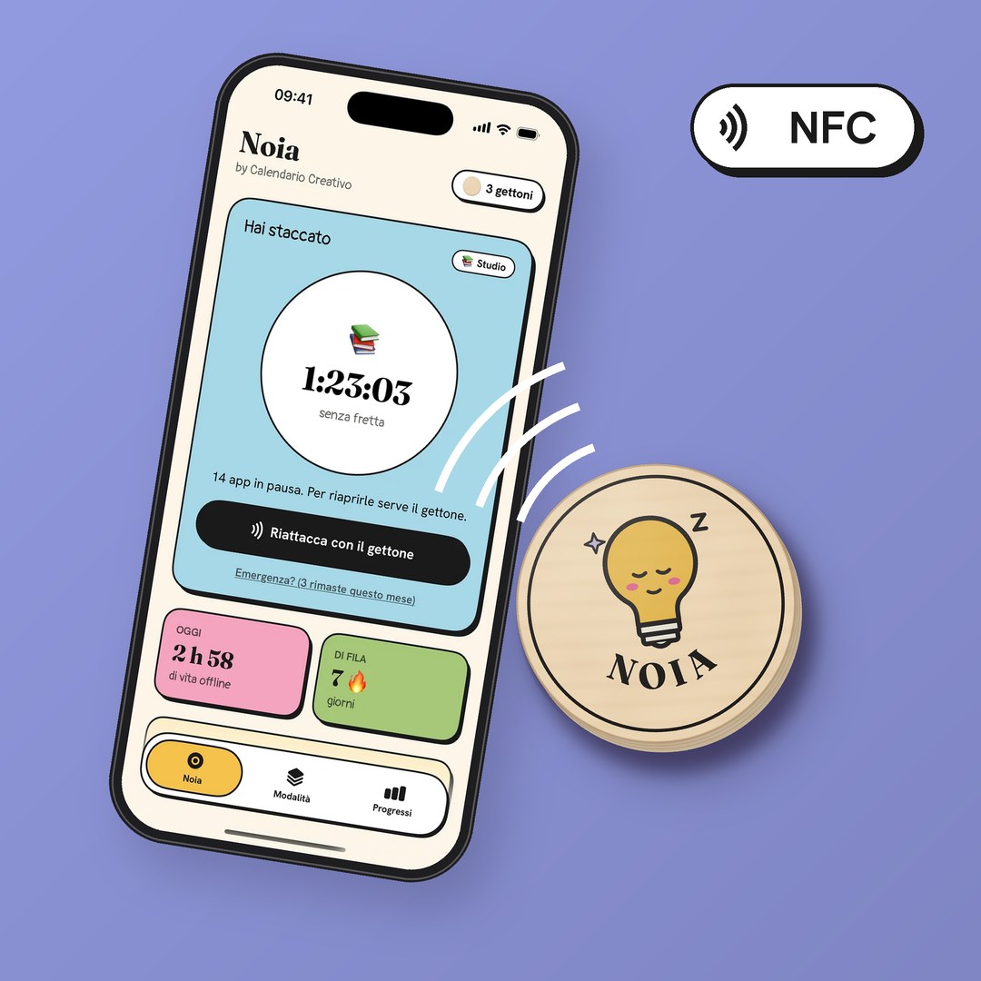 Noia: il gettone di legno con chip NFC che blocca le app sul telefono