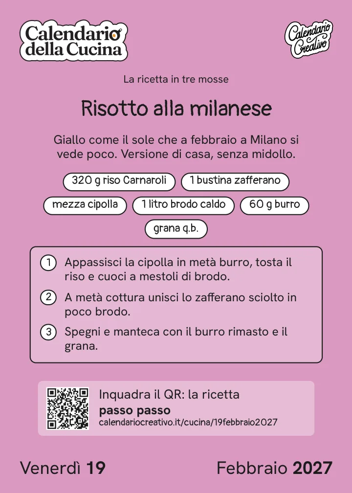 Esempio di foglio: La ricetta in tre mosse