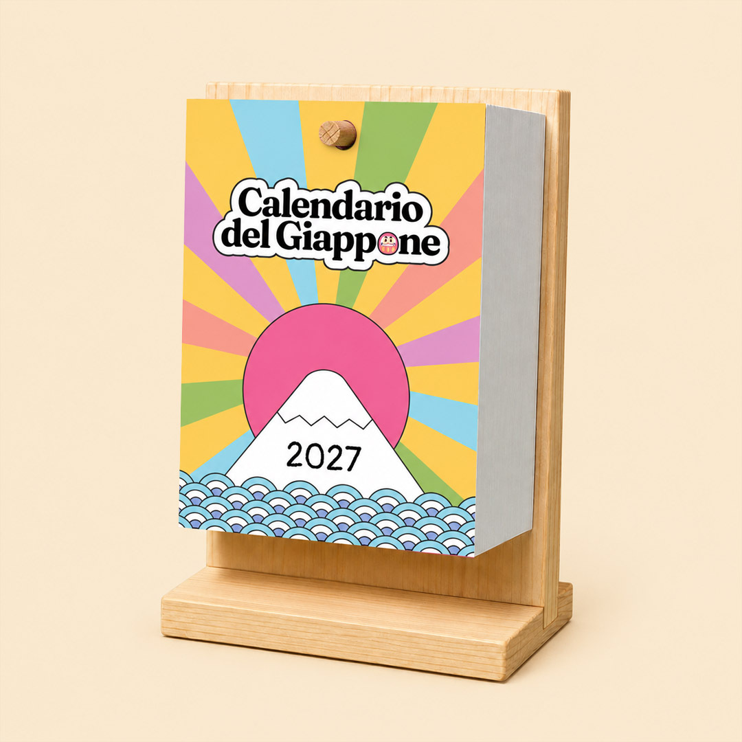 Calendario del Giappone 2027, calendario completo con base in legno