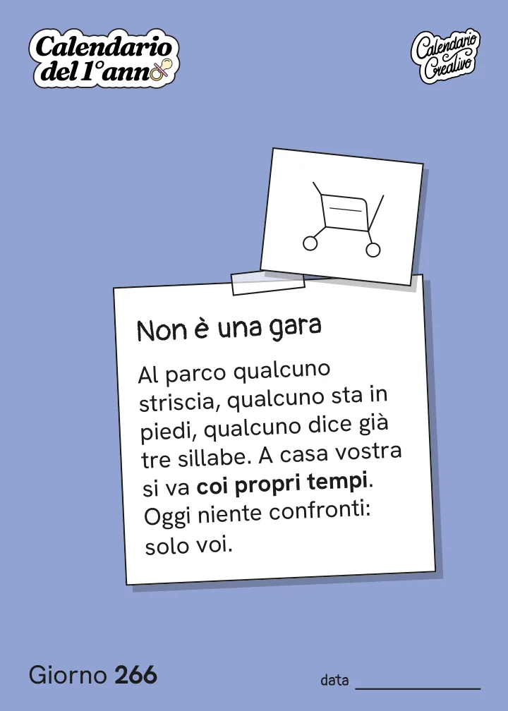 Foglio del Giorno 266 del Calendario del Primo Anno: Non è una gara