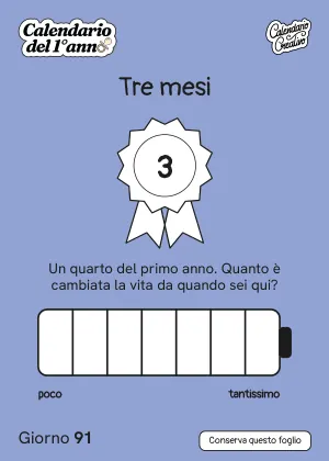 Foglio del Giorno 91 del Calendario del Primo Anno: Tre mesi