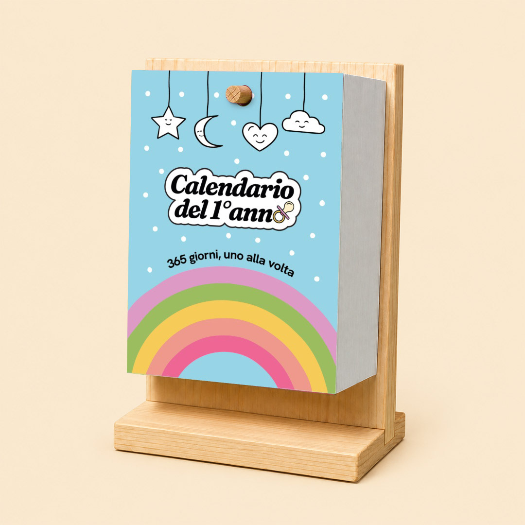 Calendario del Primo Anno, calendario completo con base in legno
